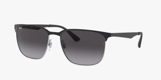 culos de Sol Ray Ban RB3569 9004/8G - Preto sobre prata